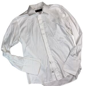 Combatant Gentleman Men's White Dress Shirt with French Cuffs Cotton Size 16